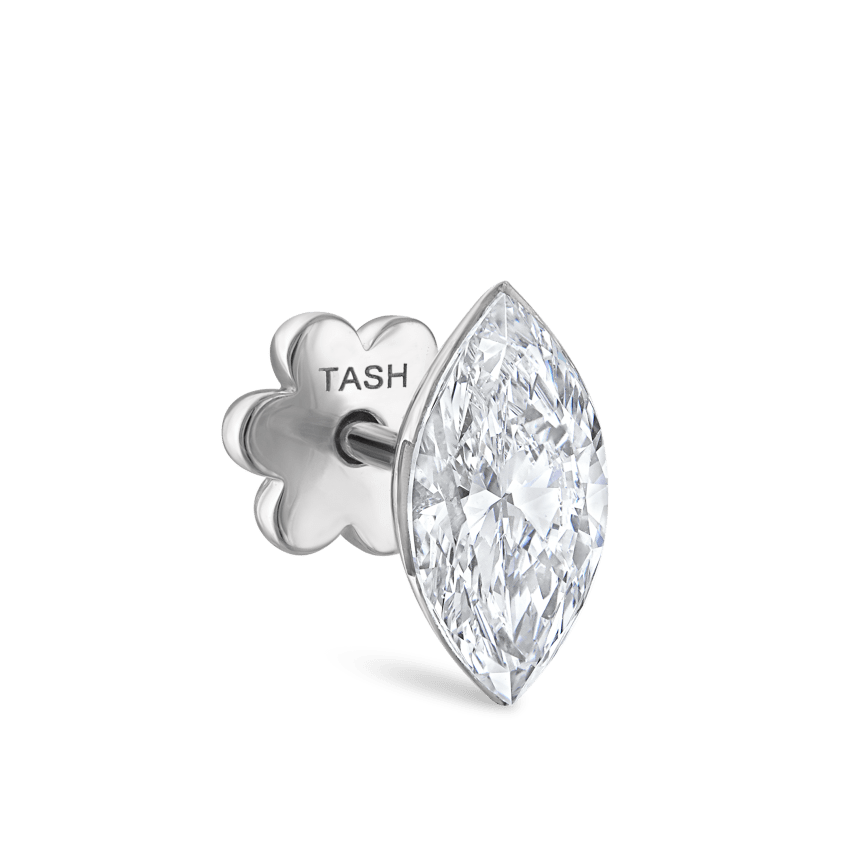 Invisible Set Diamond Marquise Threaded Stud Earring