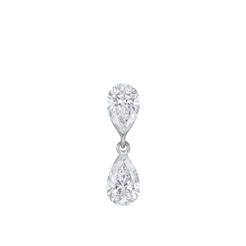 Invisible Set Diamond Pear Dangle Threaded Stud Earring