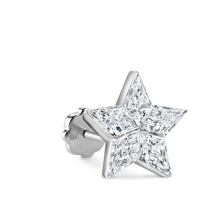 Invisible Set Diamond Star Threaded Stud Earring