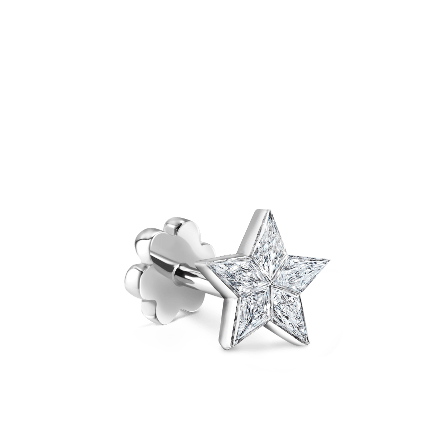 Invisible Set Diamond Star Threaded Stud Earring