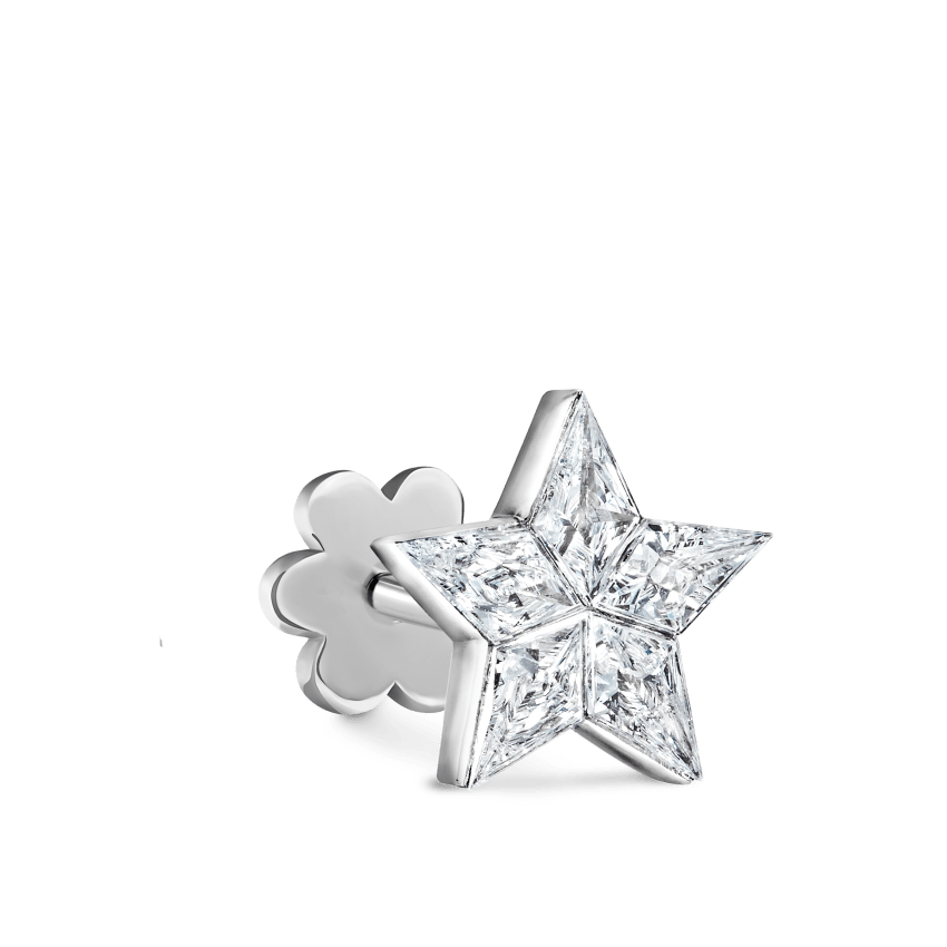 Invisible Set Diamond Star Threaded Stud Earring