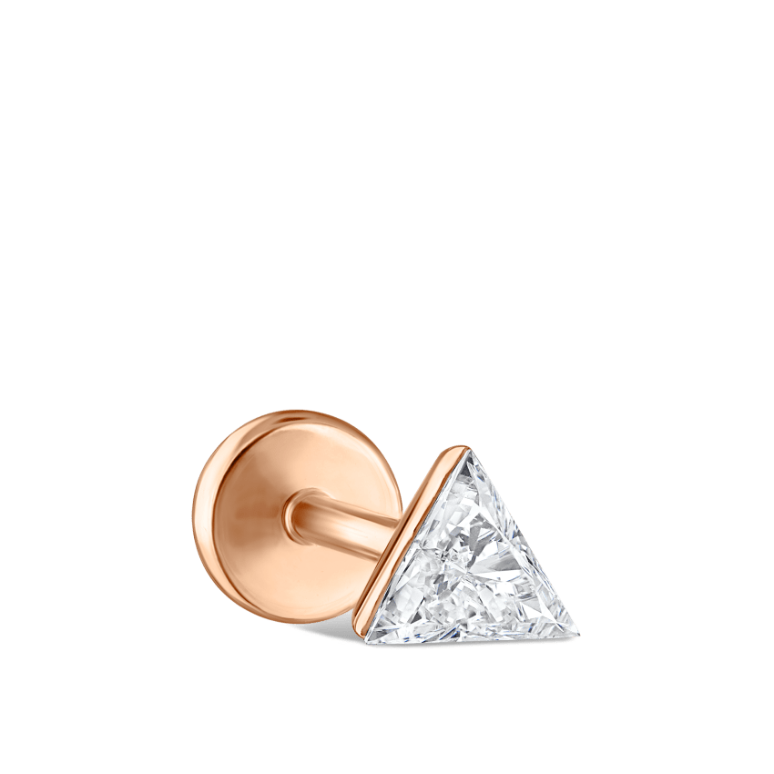 Invisible Set Triangle Diamond Threaded Stud Earring