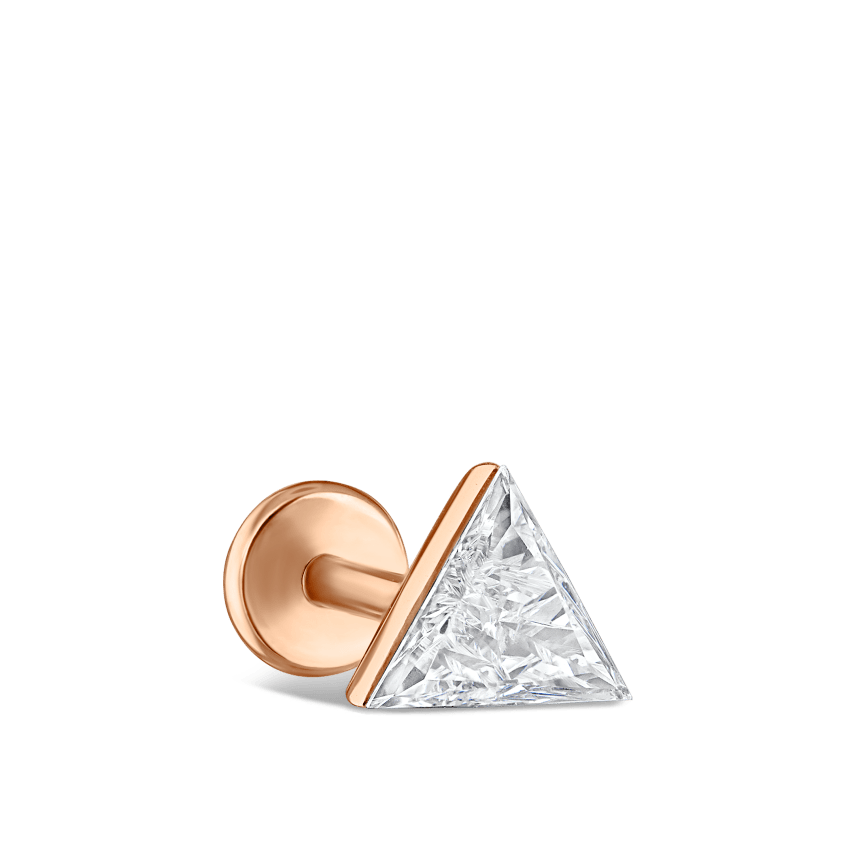 Invisible Set Triangle Diamond Threaded Stud Earring