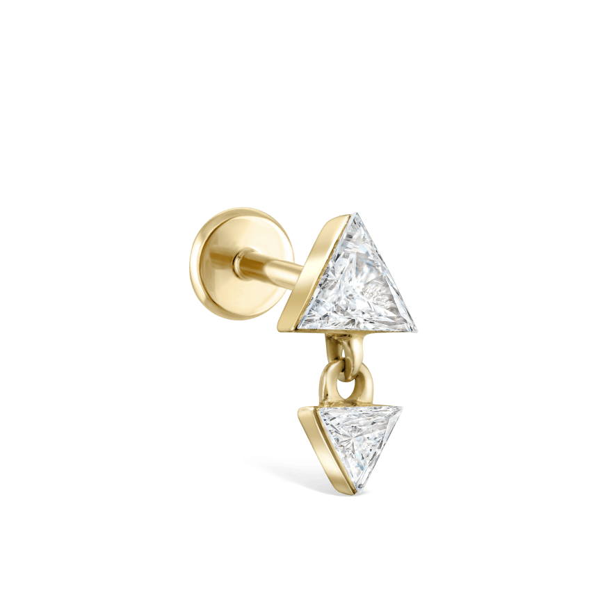 Invisible Set Triangle Diamond Dangle Threaded Earring