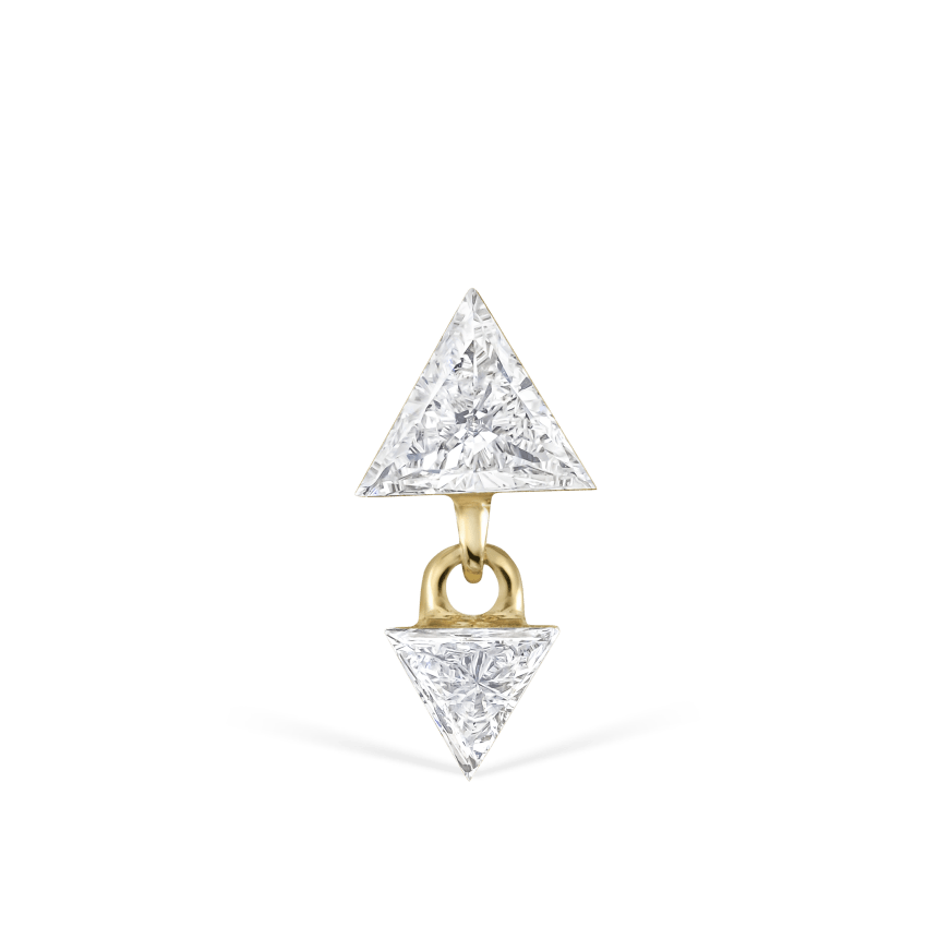 Invisible Set Triangle Diamond Dangle Threaded Earring