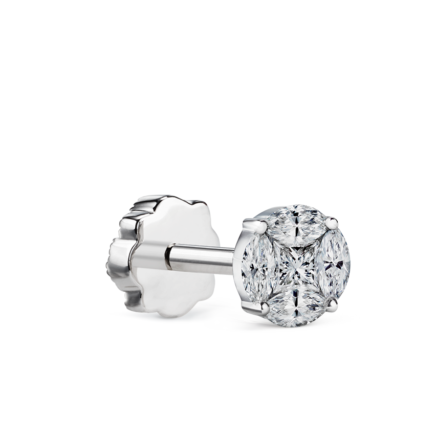 Diamond Cluster Threaded Stud Earring