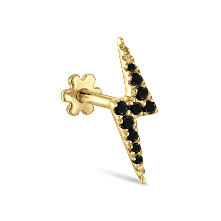 Black Diamond Lightning Bolt Threaded Stud Earring