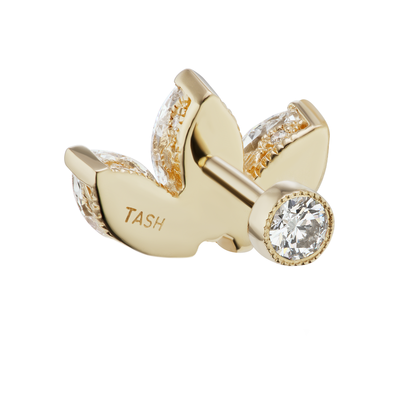 Invisible Diamond Lotus Threaded Stud Earring