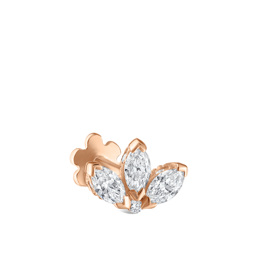 Diamond Engraved Lotus Threaded Stud Earring