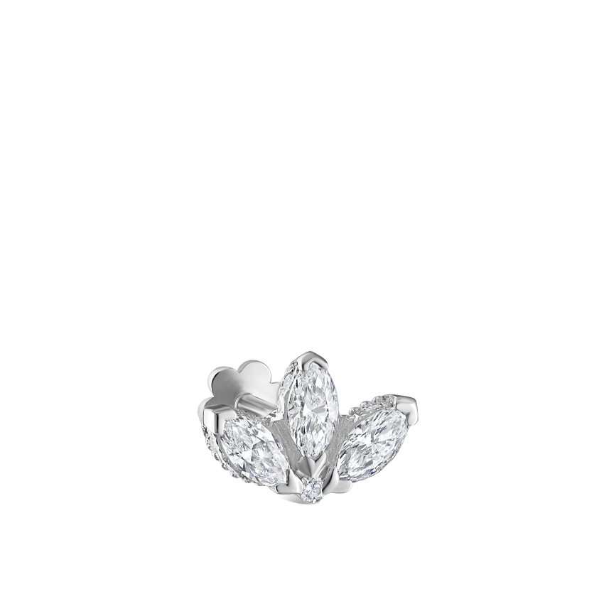 Diamond Engraved Lotus Threaded Stud Earring