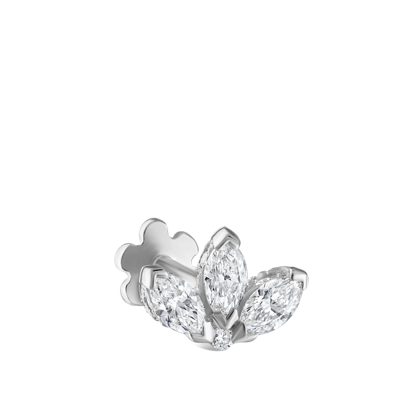 Diamond Engraved Lotus Threaded Stud Earring