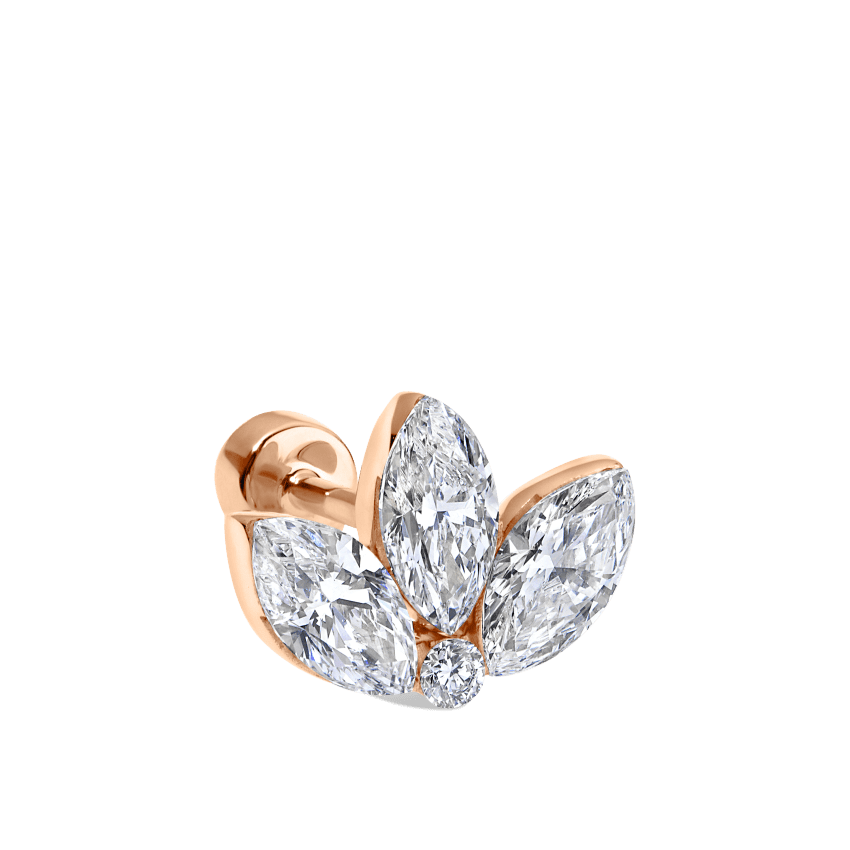 Invisible Diamond Lotus Threaded Stud Earring
