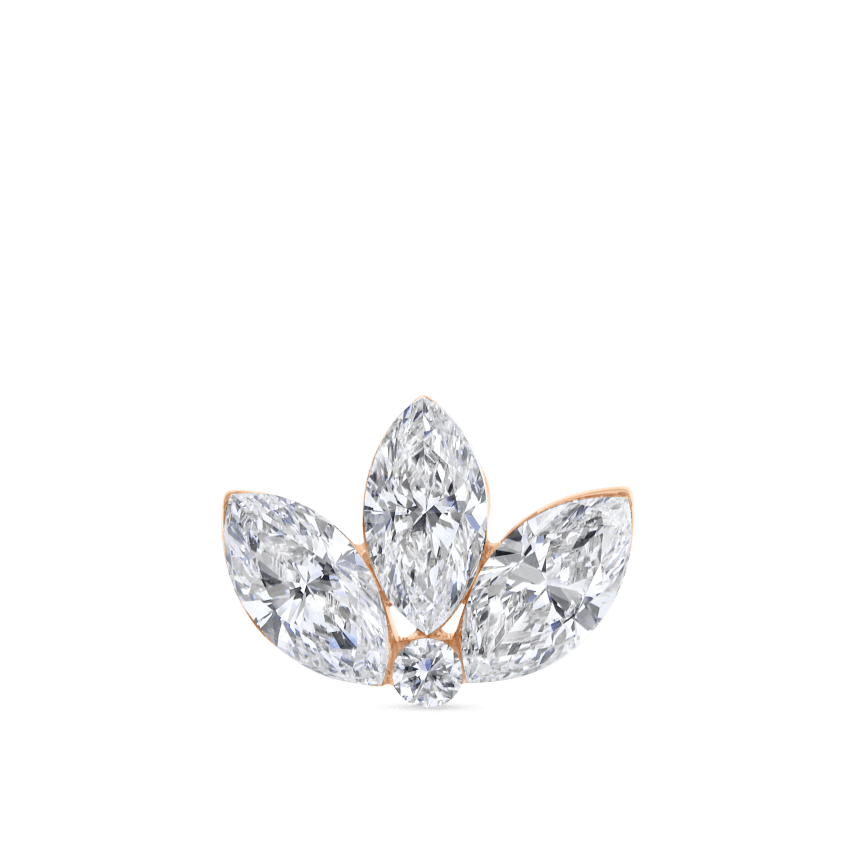 Invisible Diamond Lotus Threaded Stud Earring
