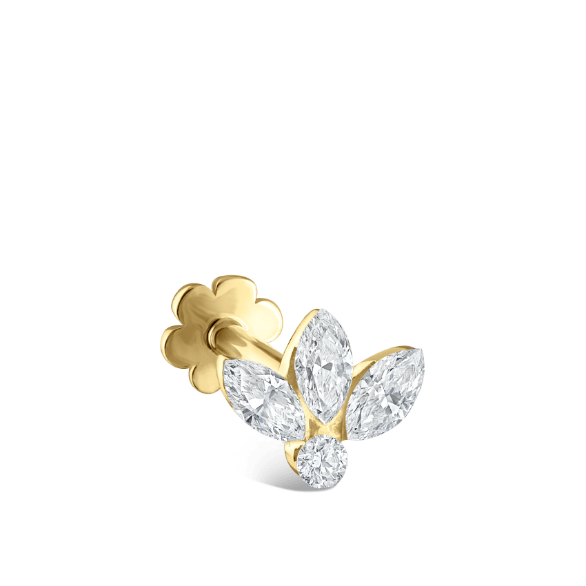 Invisible Diamond Lotus Threaded Stud Earring