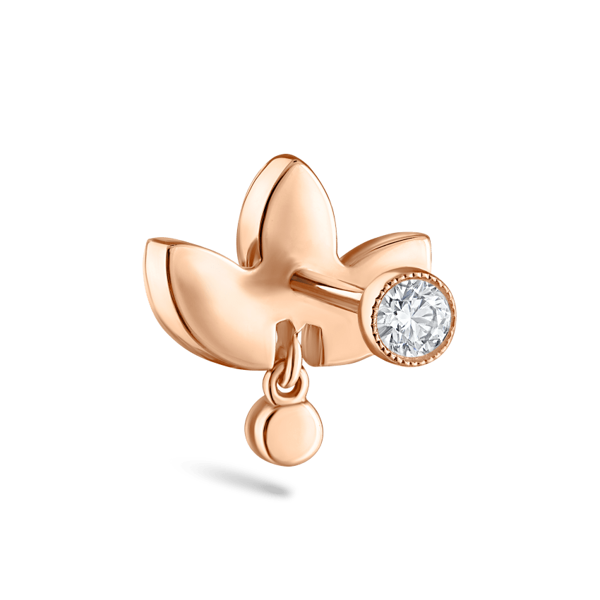 Invisible Diamond Lotus with Dangle Threaded Stud Earring