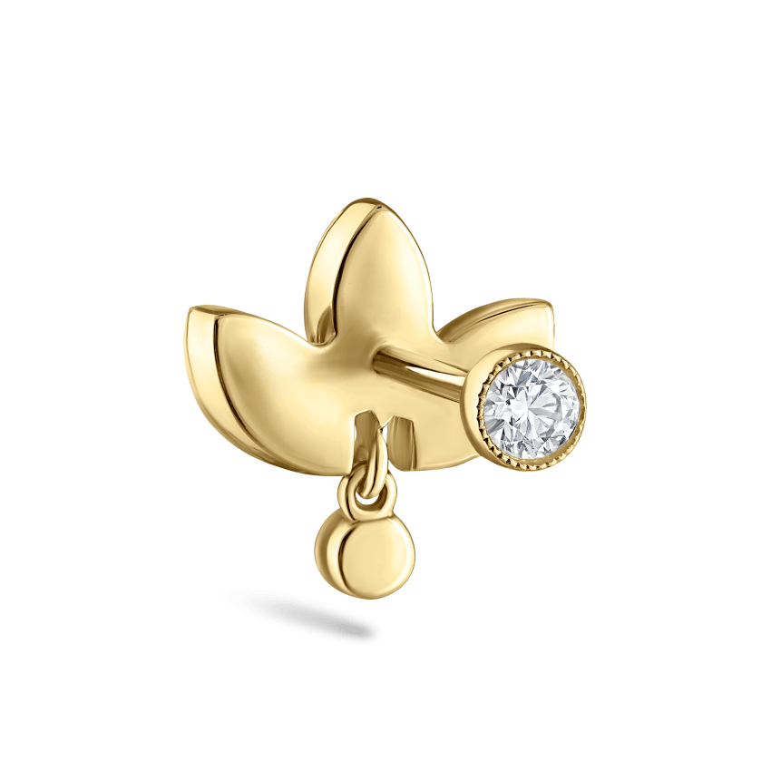 Invisible Diamond Lotus with Dangle Threaded Stud Earring