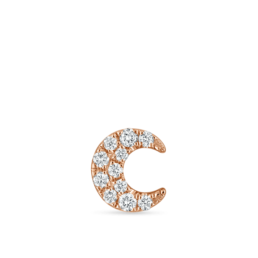 Diamond Moon Threaded Stud Earring