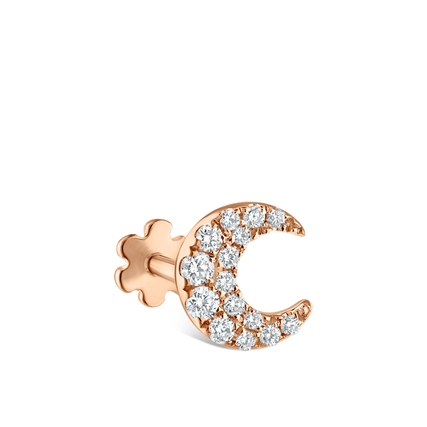 Diamond Moon Threaded Stud Earring