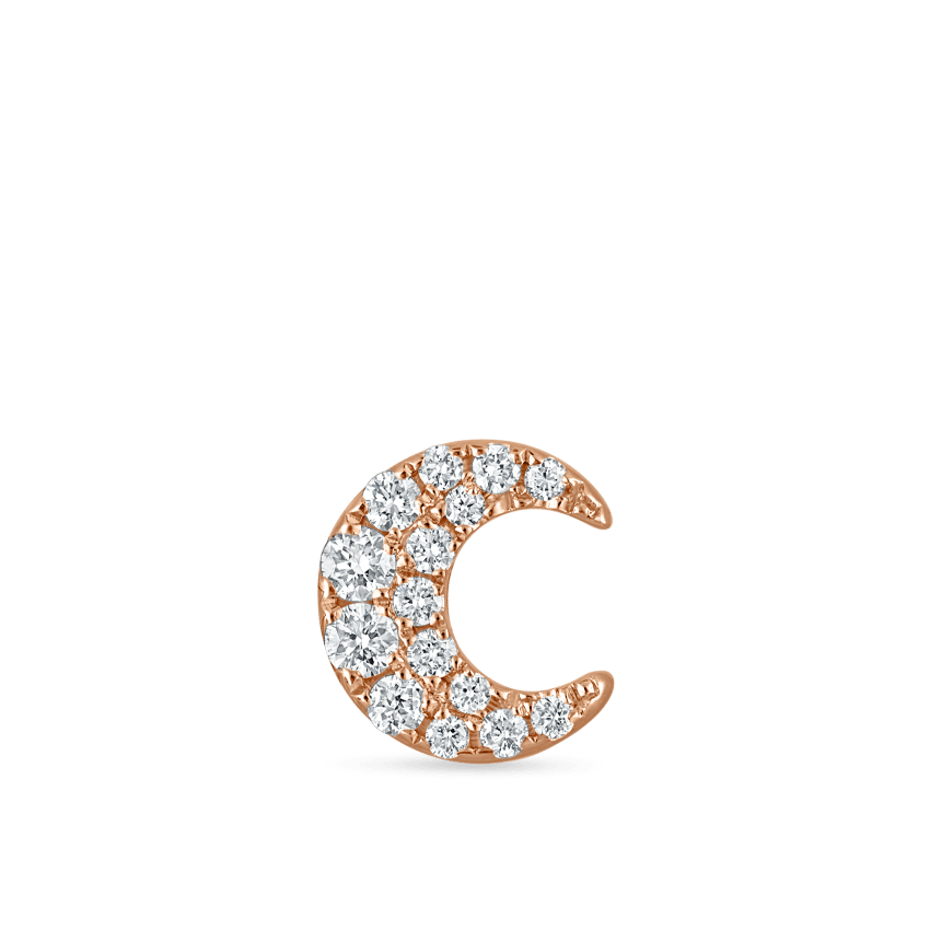 Diamond Moon Threaded Stud Earring