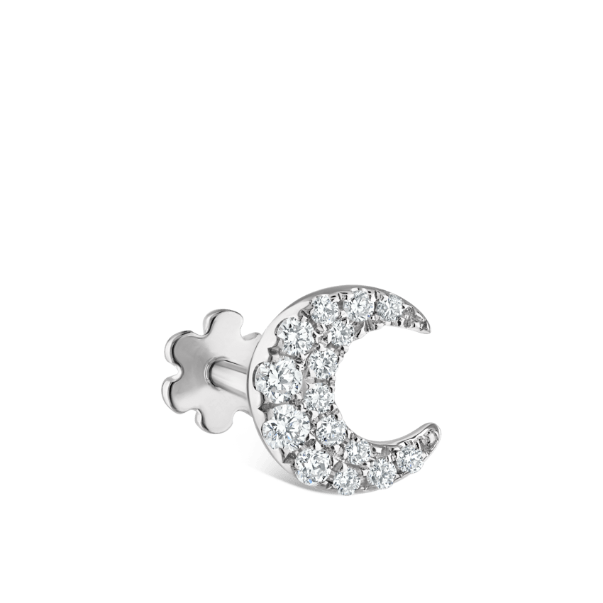 Diamond Moon Threaded Stud Earring