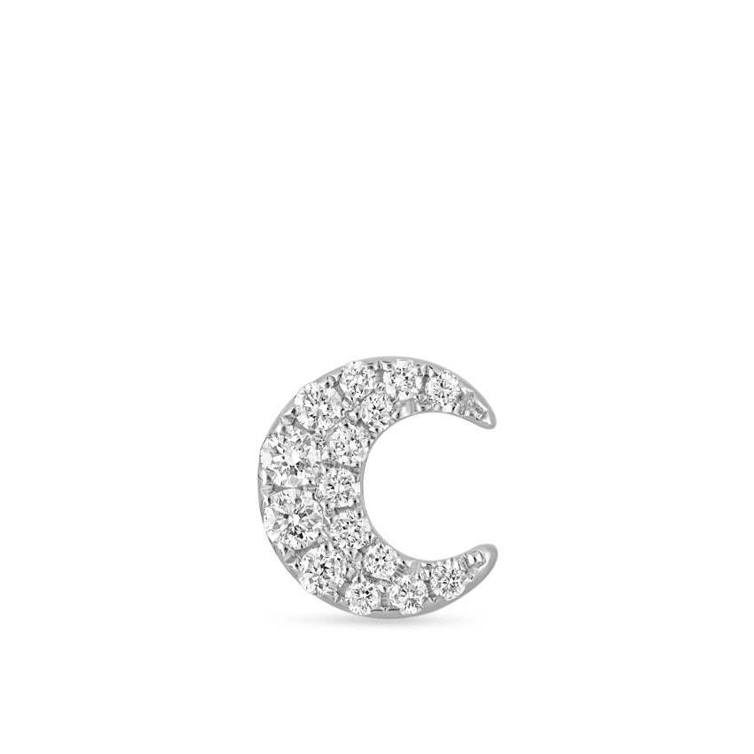 Diamond Moon Threaded Stud Earring