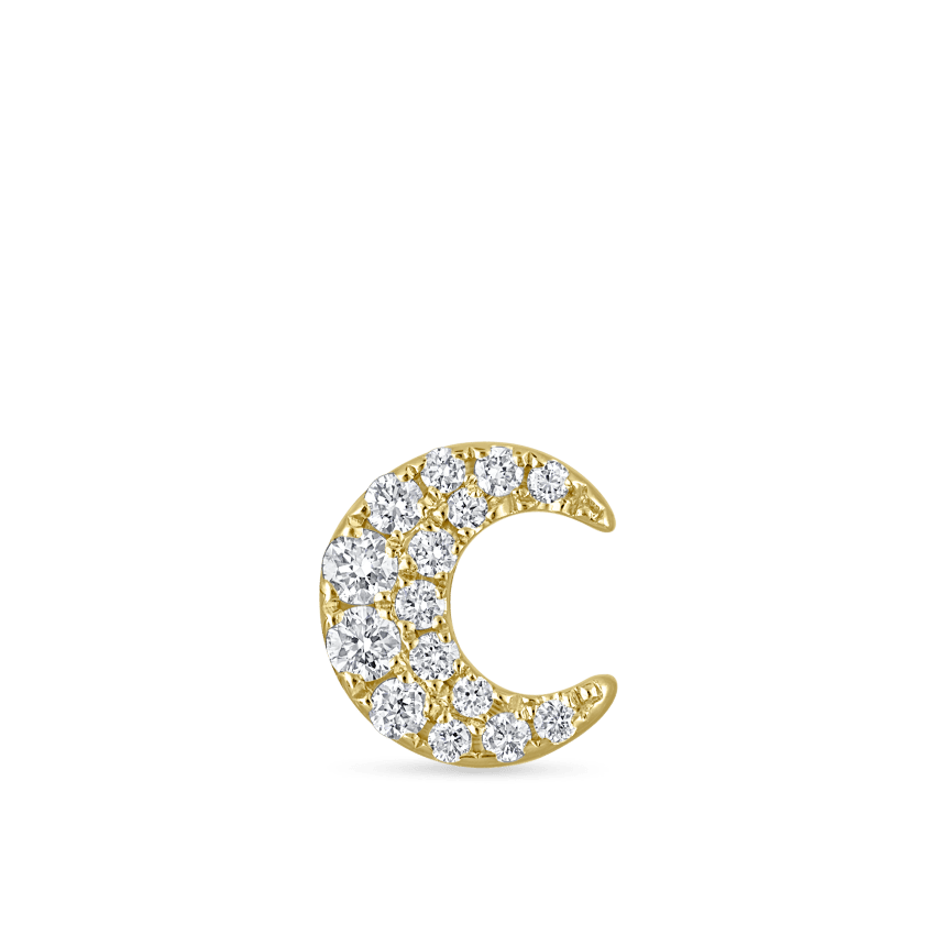 Diamond Moon Threaded Stud Earring