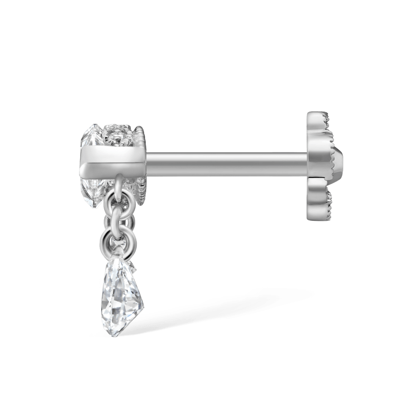 Triple Teardrop Marquise Diamond Threaded Stud Earring