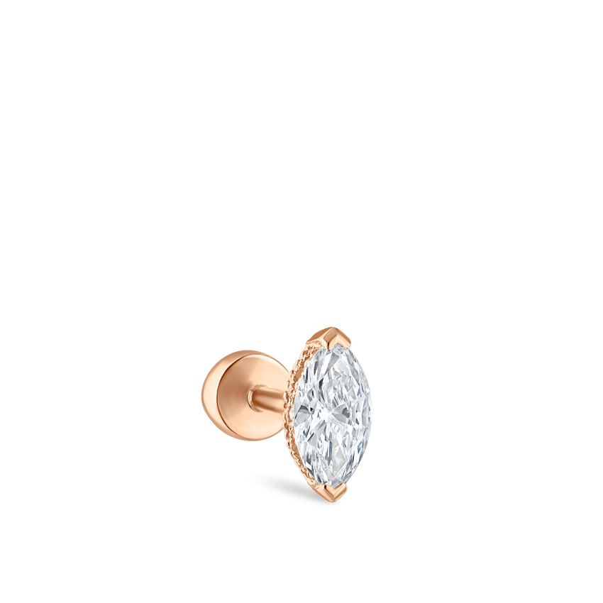 Marquise Diamond Threaded Stud Earring