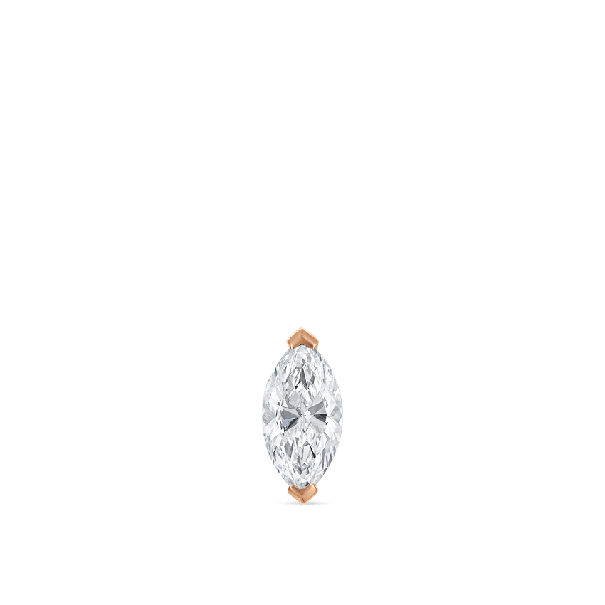 Marquise Diamond Threaded Stud Earring