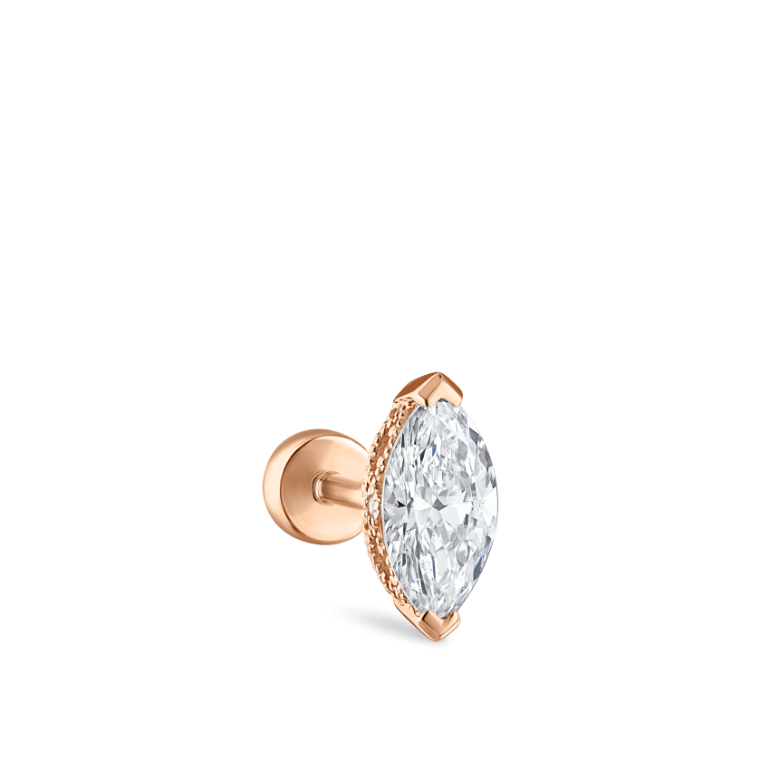 Marquise Diamond Threaded Stud Earring