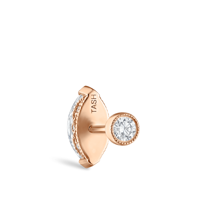 Marquise Diamond Threaded Stud Earring