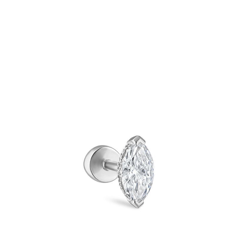 Marquise Diamond Threaded Stud Earring