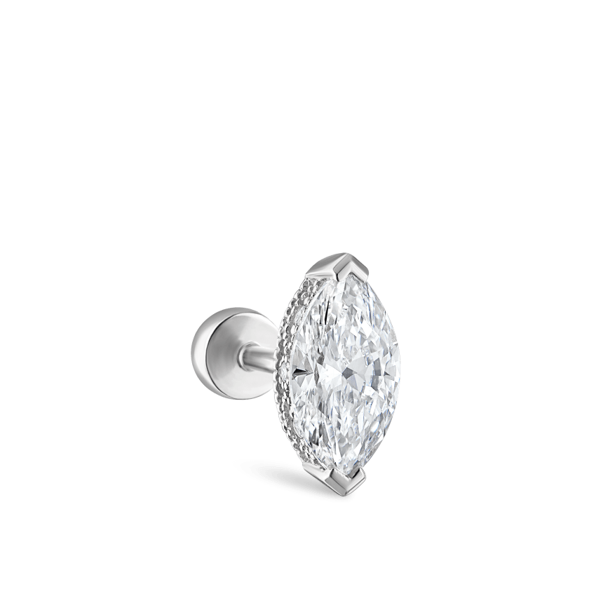 Marquise Diamond Threaded Stud Earring