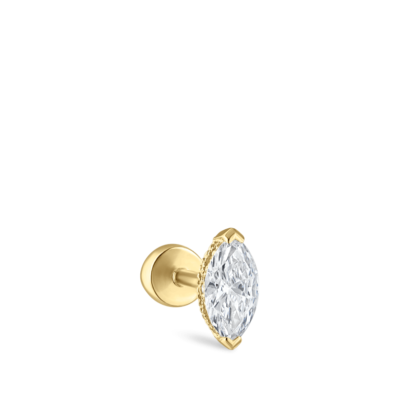 Marquise Diamond Threaded Stud Earring