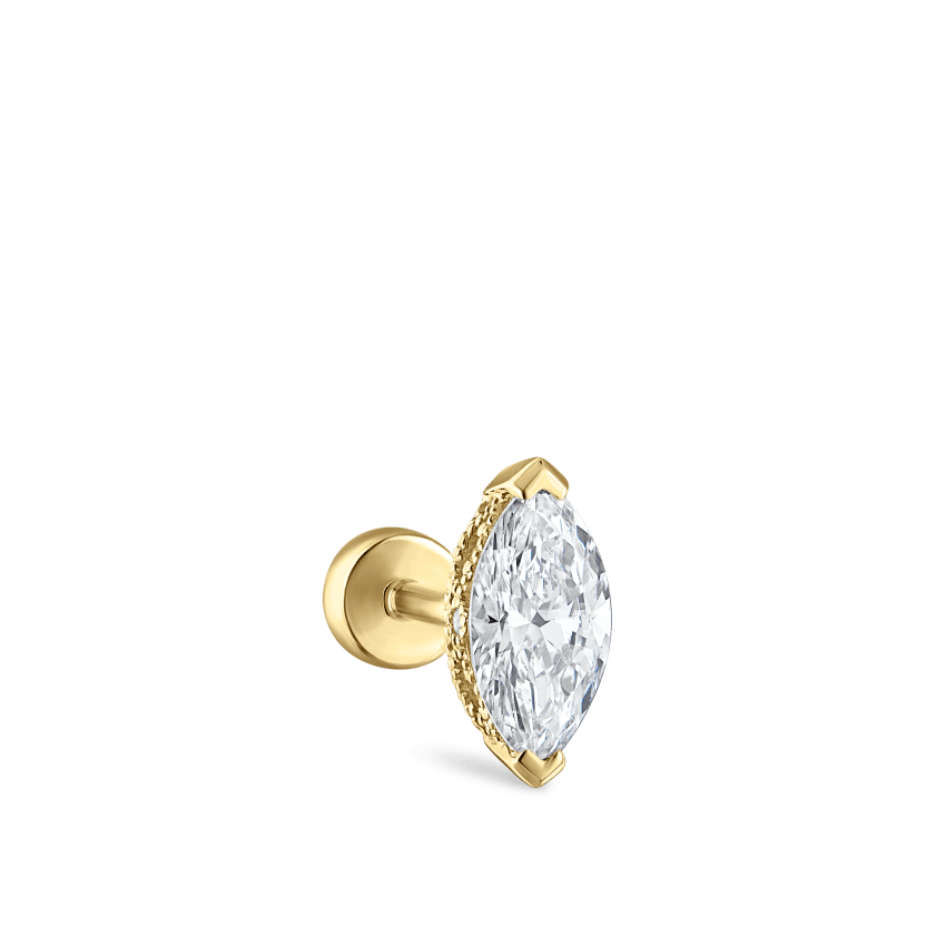 Marquise Diamond Threaded Stud Earring