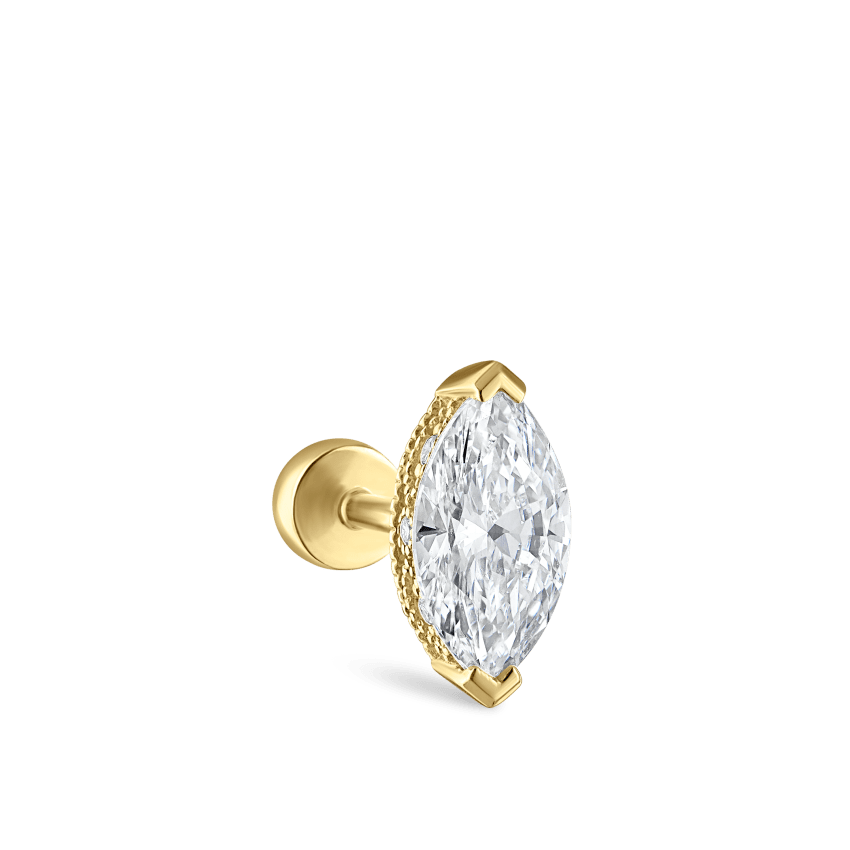 Marquise Diamond Threaded Stud Earring