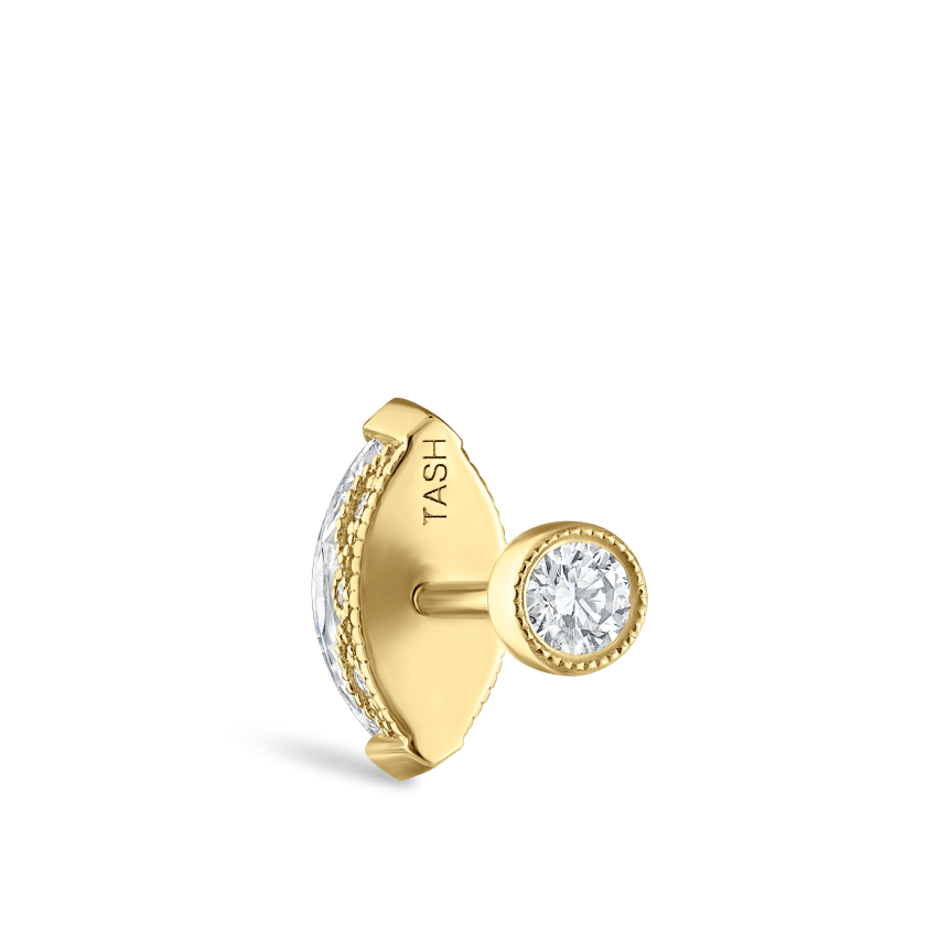 Marquise Diamond Threaded Stud Earring