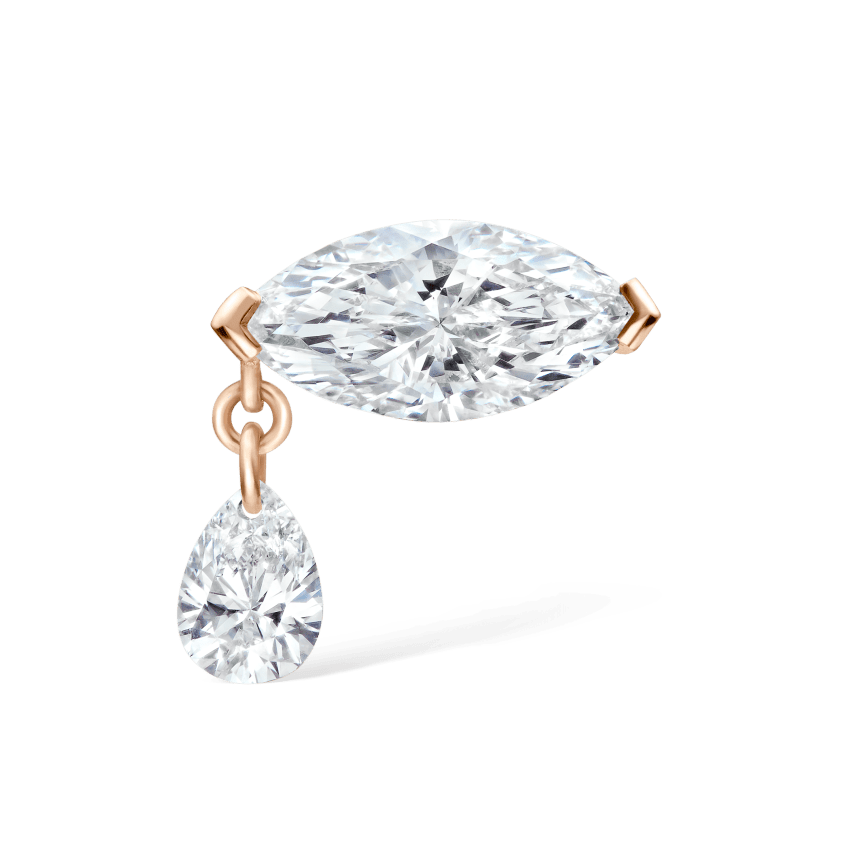 Single Teardrop Marquise Diamond Threaded Stud Earring
