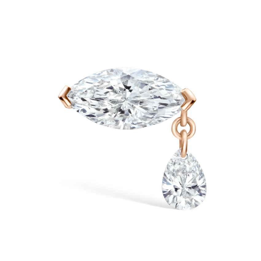Single Teardrop Marquise Diamond Threaded Stud Earring