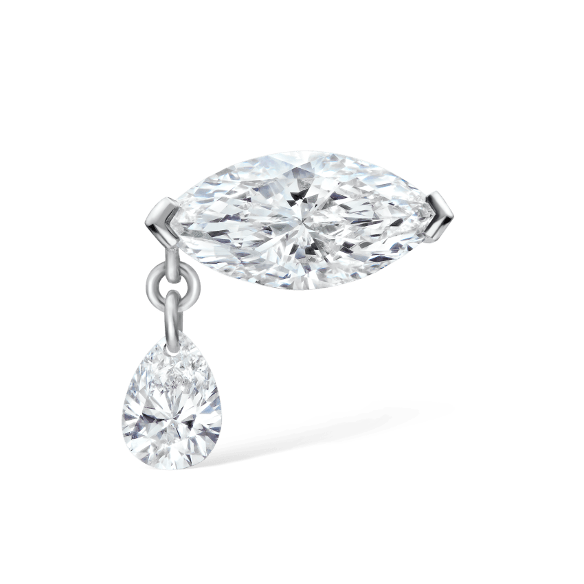 Single Teardrop Marquise Diamond Threaded Stud Earring