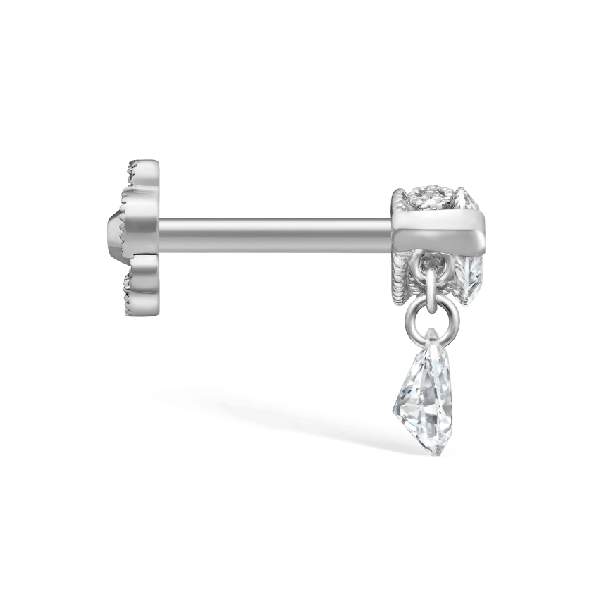 Single Teardrop Marquise Diamond Threaded Stud Earring