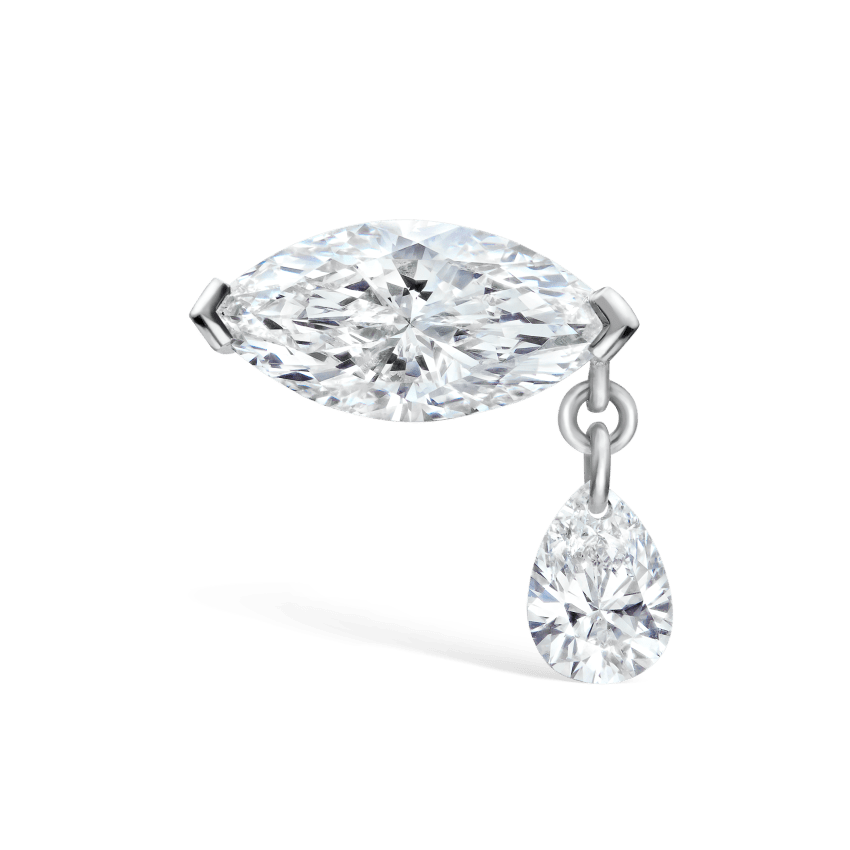 Single Teardrop Marquise Diamond Threaded Stud Earring