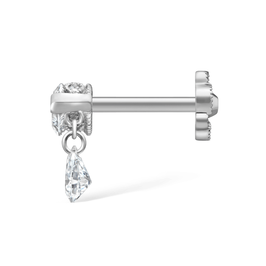 Single Teardrop Marquise Diamond Threaded Stud Earring