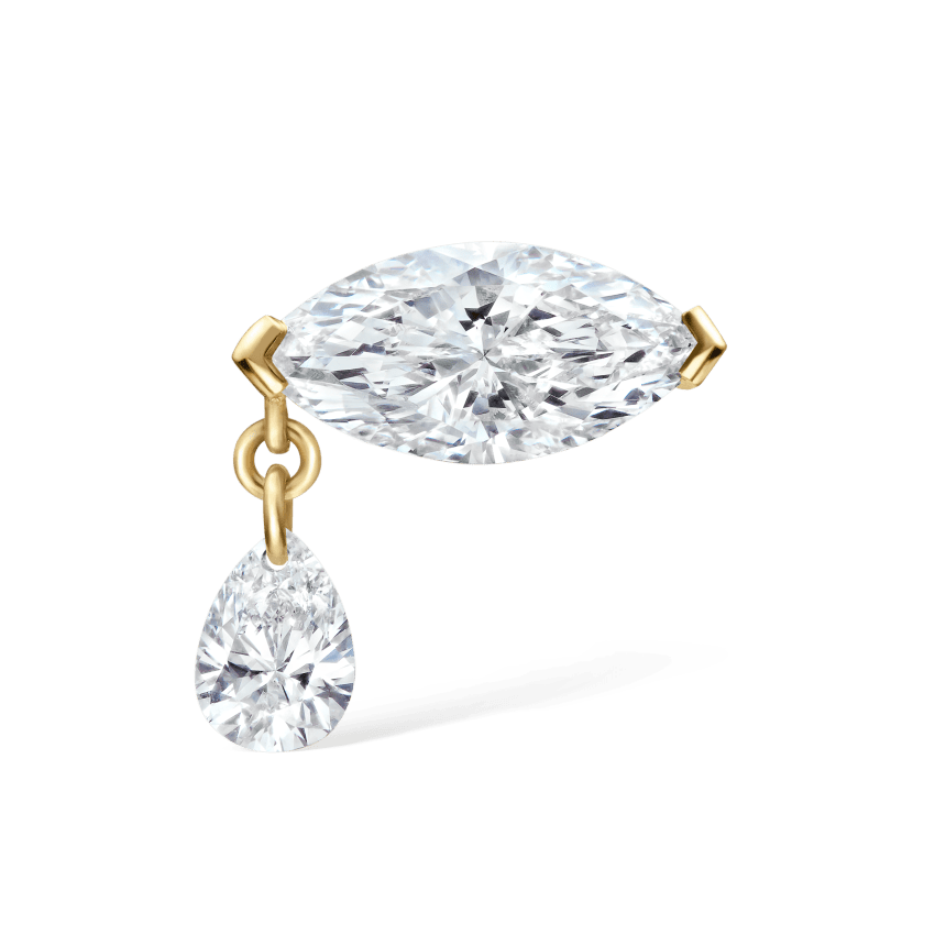 Single Teardrop Marquise Diamond Threaded Stud Earring