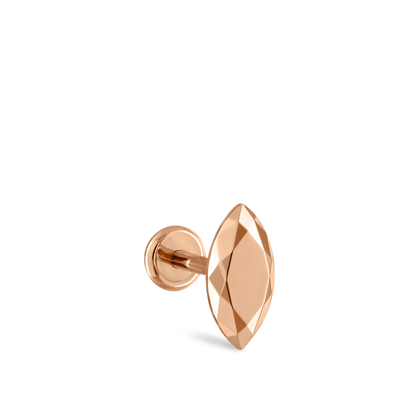 Faceted Gold Marquise Threaded Stud Earring