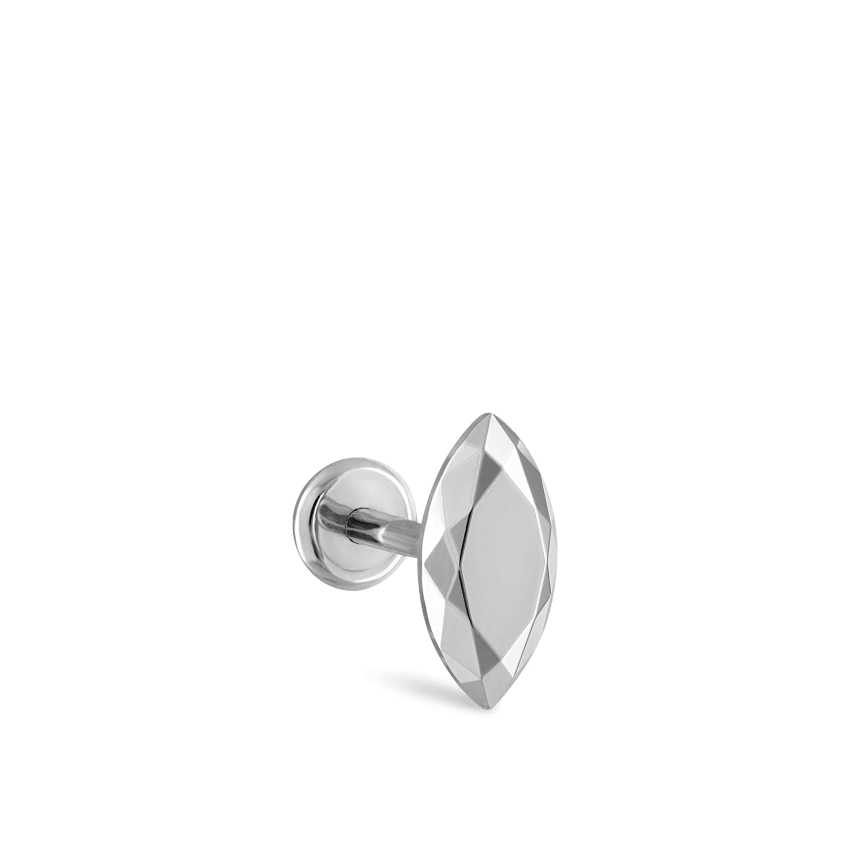 Faceted Gold Marquise Threaded Stud Earring