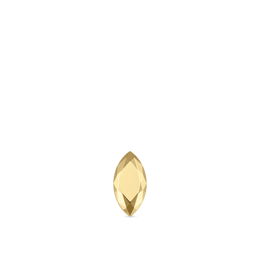 Faceted Gold Marquise Threaded Stud Earring