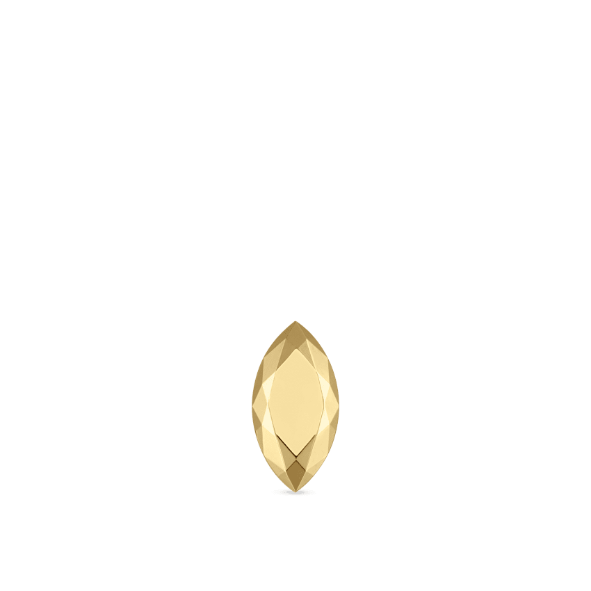 Faceted Gold Marquise Threaded Stud Earring