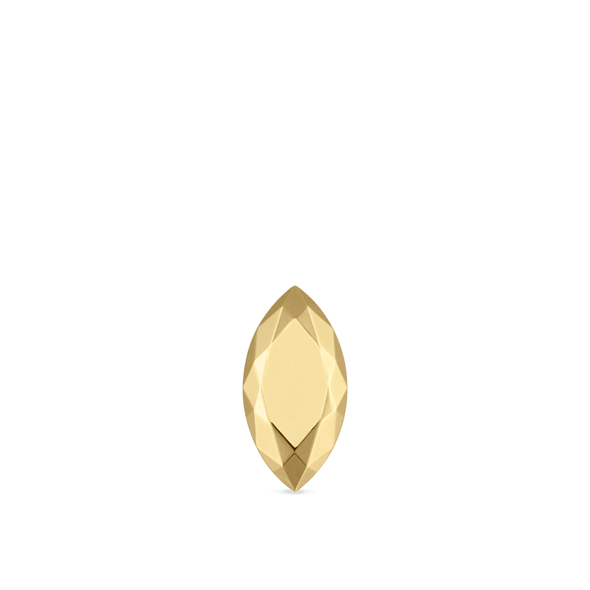 Faceted Gold Marquise Threaded Stud Earring