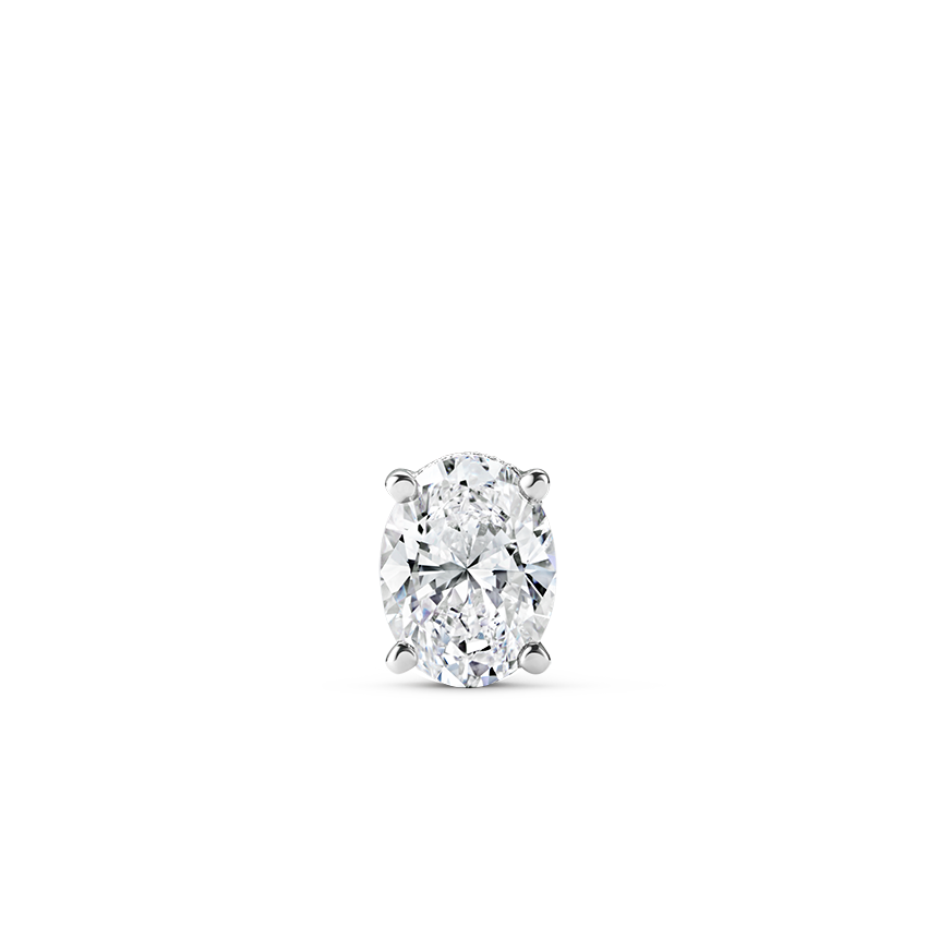 Oval Diamond Engraved Threaded Stud Earring